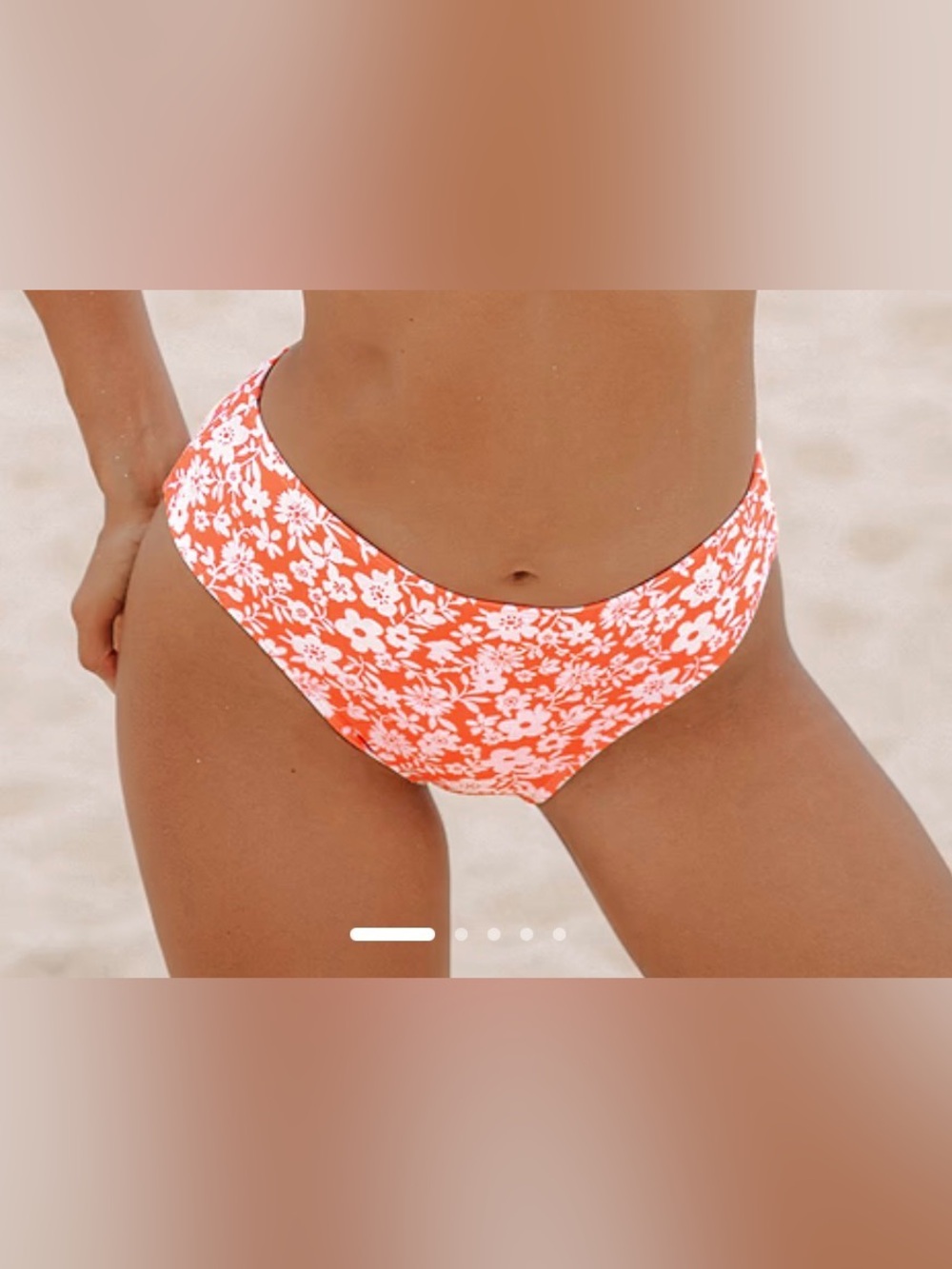 601 Cupshe Coral Floral High Waisted Bikini Bottoms XL Tropical Swim Ruched NWT
